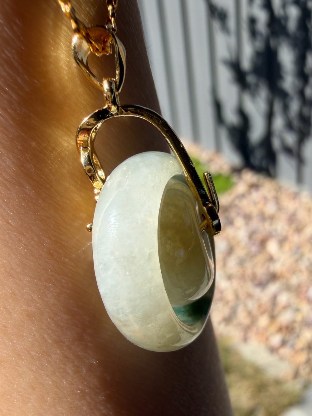Natural Burmese Grade A Ice Jadeite Mother-Child Peace Buckle pendant - Picture 5 of 13